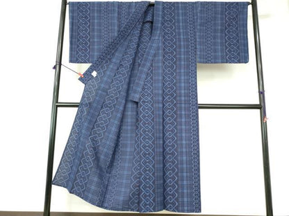 平和屋着物∴夏物　男性　浴衣　注染　手縫い　吉原間道　綿　逸品　DABI3328cd