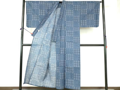 平和屋着物∴夏物　男性　浴衣　幾何学文様　綿　逸品　DABI3341cd