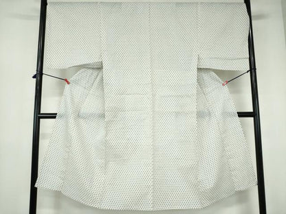 平和屋着物∴夏物　男性　小紋・浴衣兼用　井桁文様　綿麻　逸品　DABI3350cd