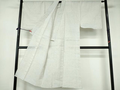 平和屋着物∴夏物　男性　小紋・浴衣兼用　井桁文様　綿麻　逸品　DABI3350cd