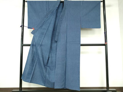 平和屋着物∴夏物　男性　浴衣　両面染　手縫い　間道　綿　逸品　DABI3362cd