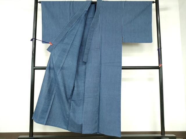 平和屋着物∴夏物　男性　浴衣　両面染　手縫い　間道　綿　逸品　DABI3362cd