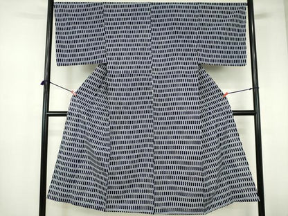 平和屋着物∴夏物　男性　浴衣　注染　手縫い　抽象文　綿　逸品　DABI3383cd