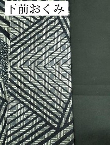 平和屋着物∴夏物　男性　浴衣　注染　手縫い　幾何学文様　綿　逸品　DABI3386cd
