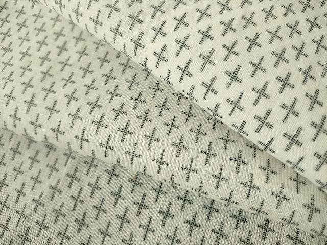 平和屋着物∴夏物　男性　小紋・浴衣兼用　十字絣　綿麻　逸品　DABI3398cd