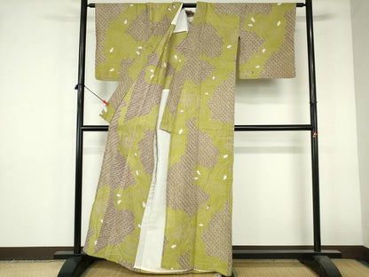 平和屋着物∴夏物　浴衣　有松鳴海絞り　流水舞桜文　綿　逸品　DABI3402cd