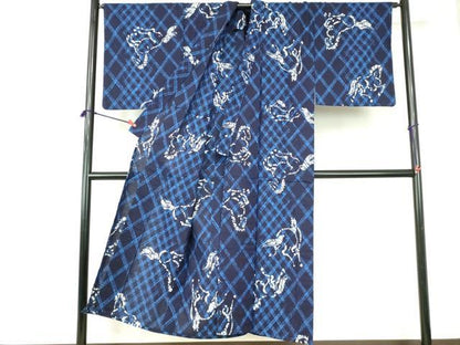 平和屋着物∴夏物　男性　浴衣　注染　馬　綿　逸品　DABI3406cd