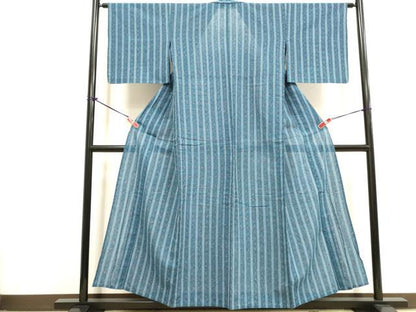 平和屋着物∴夏物　阿波しじら織　浴衣　間道　綿　逸品　DABI3407cd