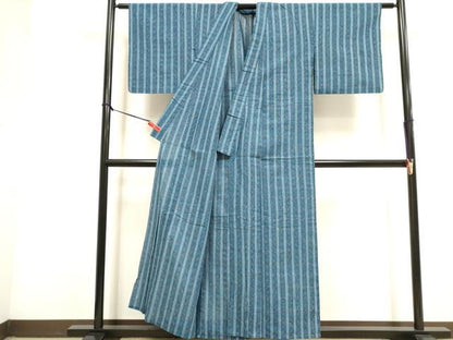 平和屋着物∴夏物　阿波しじら織　浴衣　間道　綿　逸品　DABI3407cd