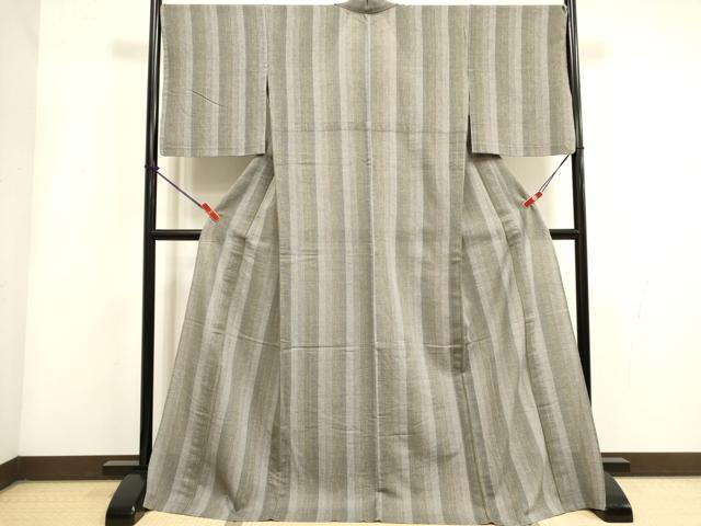 平和屋着物∴夏物　阿波しじら織　浴衣　縞　綿　ロング丈　逸品　DABI3411cd