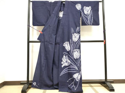 平和屋着物∴夏物　訪問着・浴衣兼用　注染　花束　綿　逸品　DABI3419cd