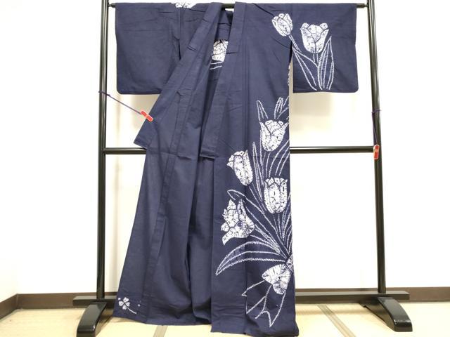 平和屋着物∴夏物　訪問着・浴衣兼用　注染　花束　綿　逸品　DABI3419cd