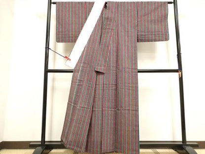 平和屋着物∴夏物　阿波しじら織　浴衣　間道　綿　逸品　DABI3420cd