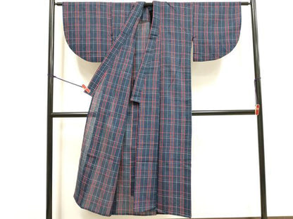 平和屋着物∴夏物　阿波しじら織　浴衣　格子　綿　逸品　DABI3422cd