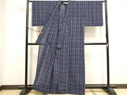 平和屋着物∴夏物　阿波しじら織　浴衣　格子　綿　逸品　DABI3423cd