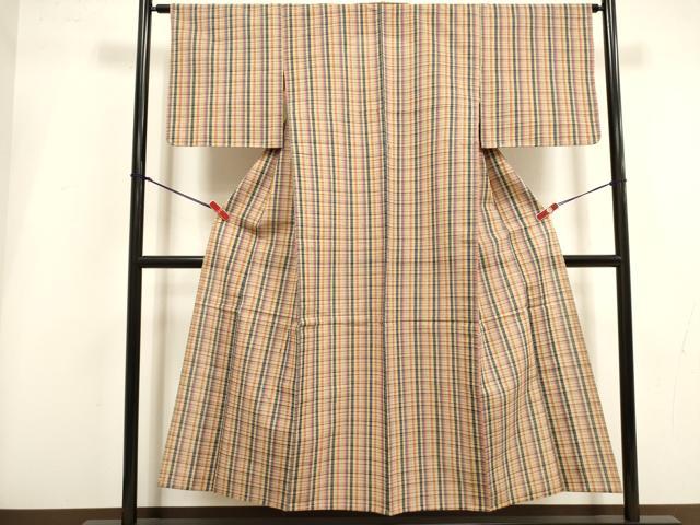 平和屋着物∴夏物　阿波しじら織　浴衣　格子　綿　逸品　DABI3426cd