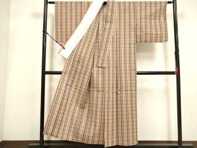 平和屋着物∴夏物　阿波しじら織　浴衣　格子　綿　逸品　DABI3426cd