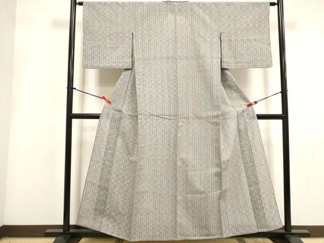 平和屋着物∴夏物　阿波しじら織　浴衣　間道　綿　逸品　DABI3427cd