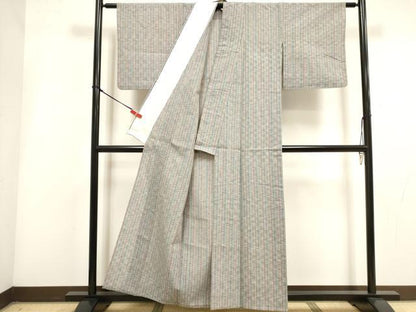 平和屋着物∴夏物　阿波しじら織　浴衣　間道　綿　逸品　DABI3427cd