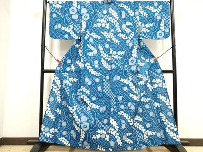 平和屋着物∴夏物　浴衣　有松鳴海絞り　藤花房　綿　逸品　DABI3428cd