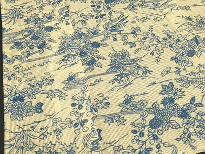 平和屋着物∴夏物　綿紅梅　浴衣　手縫い　流水籬花文　逸品　DABI3431cd