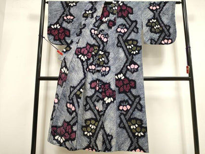 平和屋着物∴夏物　浴衣　有松鳴海絞り　枝花文　綿　逸品　DABI3443cd
