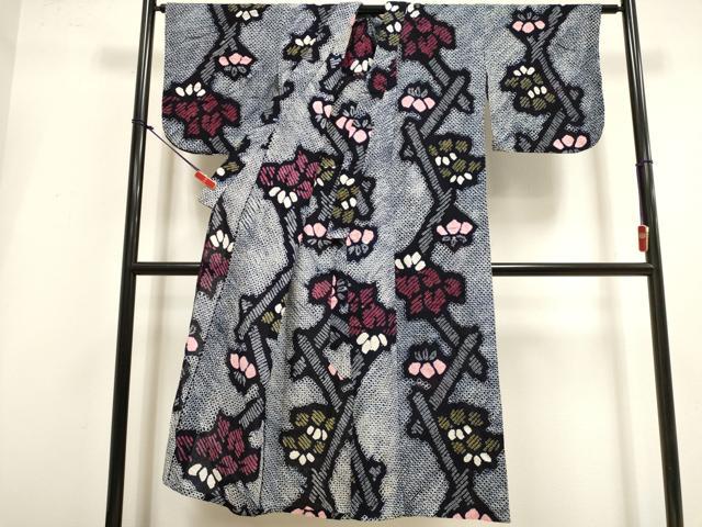 平和屋着物∴夏物　浴衣　有松鳴海絞り　枝花文　綿　逸品　DABI3443cd