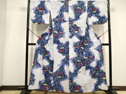 平和屋着物∴夏物　浴衣　有松鳴海絞り　草花文　綿　逸品　DABI3448cd