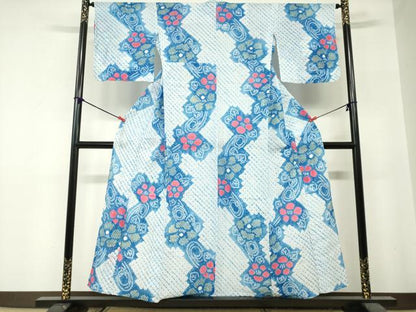 平和屋着物∴夏物　浴衣　有松鳴海絞り　流水花文　綿　逸品　DABI3454cd