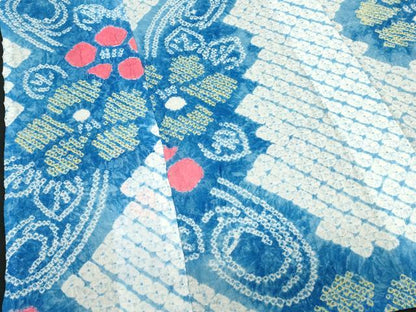 平和屋着物∴夏物　浴衣　有松鳴海絞り　流水花文　綿　逸品　DABI3454cd