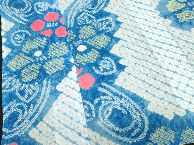 平和屋着物∴夏物　浴衣　有松鳴海絞り　流水花文　綿　逸品　DABI3454cd