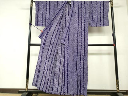 平和屋着物∴夏物　浴衣　有松鳴海絞り　青海波間道　綿　逸品　DABI3463cd