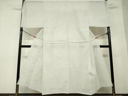 平和屋着物∴夏物　男性　小紋・浴衣兼用　井桁文様　キングサイズ　綿麻　逸品　DABI3464cd