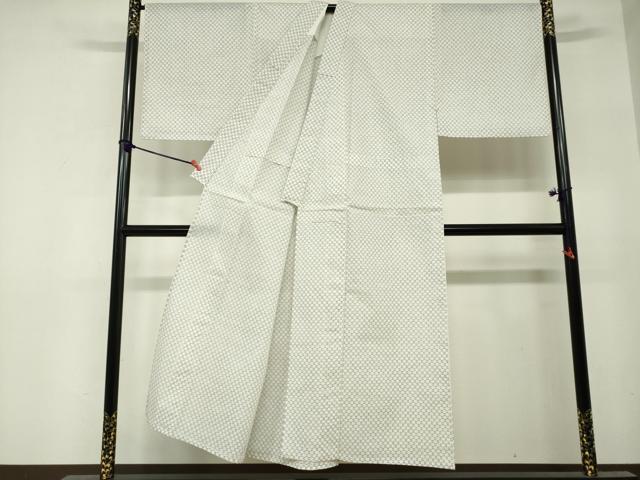 平和屋着物∴夏物　男性　小紋・浴衣兼用　井桁文様　キングサイズ　綿麻　逸品　DABI3464cd