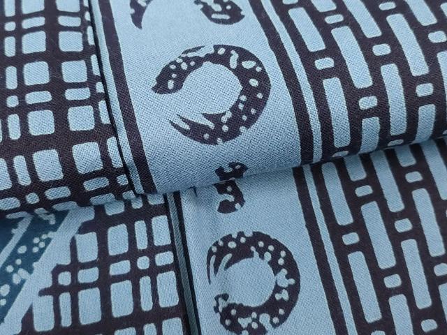 平和屋着物∴夏物　男性　浴衣　注染　手縫い　鎌輪ぬ　かまわぬ　間道　綿　逸品　DABI3465cd