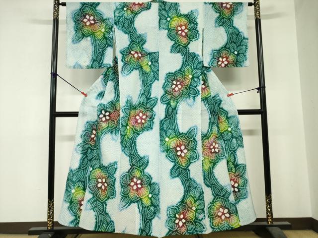 平和屋着物∴夏物　浴衣　有松鳴海絞り　草花文　綿　逸品　DABI3478cd