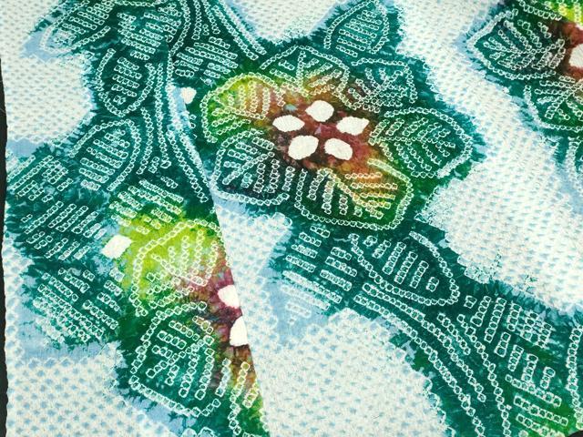 平和屋着物∴夏物　浴衣　有松鳴海絞り　草花文　綿　逸品　DABI3478cd