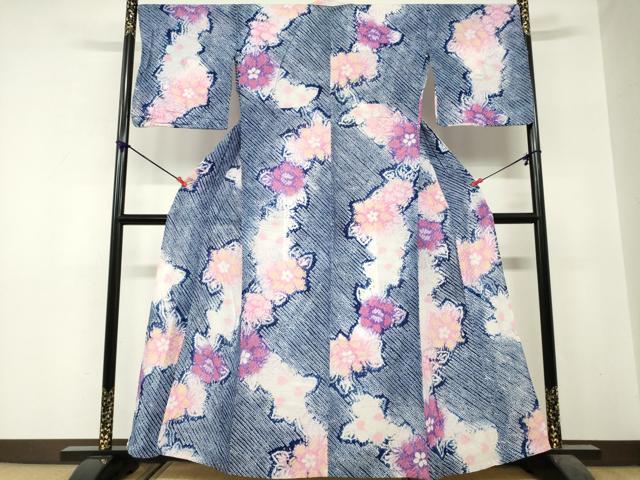平和屋着物∴夏物　浴衣　有松鳴海絞り　花繋ぎ　綿　逸品　DABI3484cd