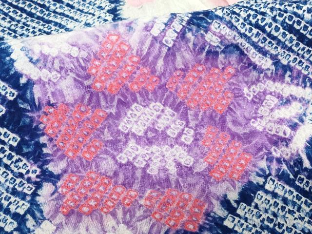 平和屋着物∴夏物　浴衣　有松鳴海絞り　花繋ぎ　綿　逸品　DABI3484cd