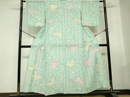 平和屋着物∴夏物　浴衣　有松鳴海絞り　舞蝶文　綿　逸品　DABI3486cd