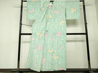平和屋着物∴夏物　浴衣　有松鳴海絞り　舞蝶文　綿　逸品　DABI3486cd