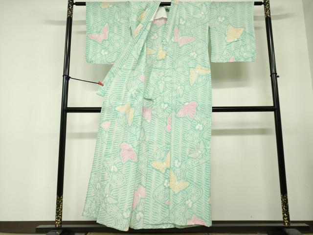 平和屋着物∴夏物　浴衣　有松鳴海絞り　舞蝶文　綿　逸品　DABI3486cd