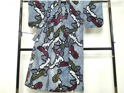 平和屋着物∴夏物　浴衣　有松鳴海絞り　枝花文　綿　逸品　DABI3499cd