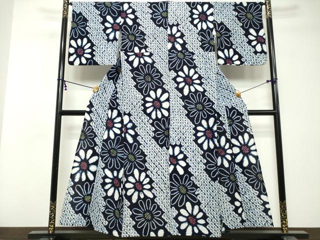 平和屋着物∴夏物　浴衣　有松鳴海絞り　花繋ぎ　綿　逸品　DABI3500cd