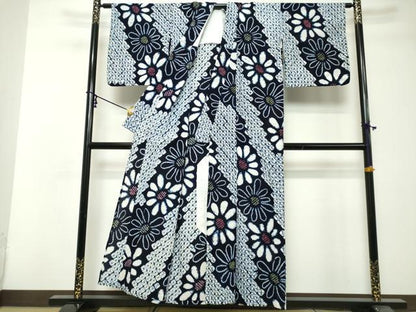 平和屋着物∴夏物　浴衣　有松鳴海絞り　花繋ぎ　綿　逸品　DABI3500cd