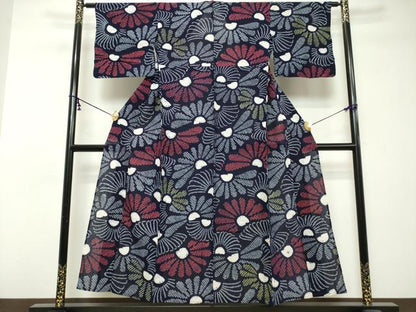 平和屋着物∴夏物　浴衣　有松鳴海絞り　舞花文　綿　逸品　DABI3508cd