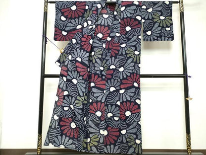 平和屋着物∴夏物　浴衣　有松鳴海絞り　舞花文　綿　逸品　DABI3508cd