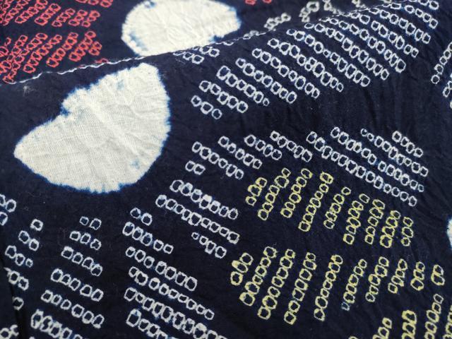 平和屋着物∴夏物　浴衣　有松鳴海絞り　舞花文　綿　逸品　DABI3508cd