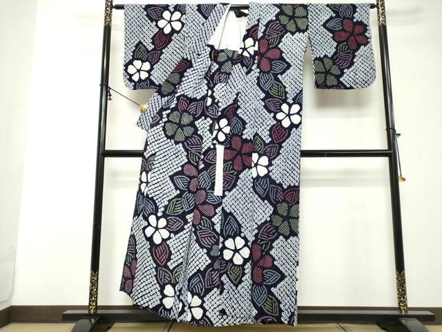 平和屋着物∴夏物　浴衣　有松鳴海絞り　草花文　綿　逸品　DABI3511cd