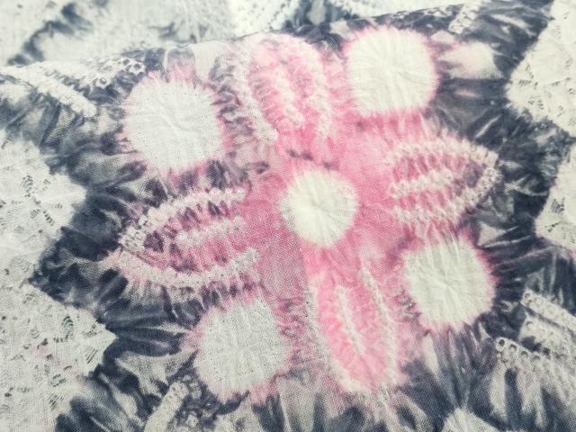 平和屋着物∴夏物　浴衣　有松鳴海絞り　幾何学花文　綿　逸品　DABI3513cd